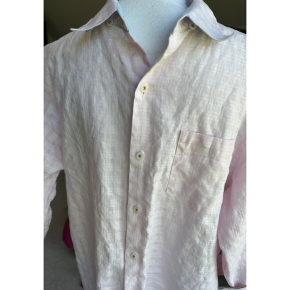 Tommy Bahama Mens Pink Relaxed Linen Long-Sleeve Button-Up Shirt Size Medium - Picture 5 of 13